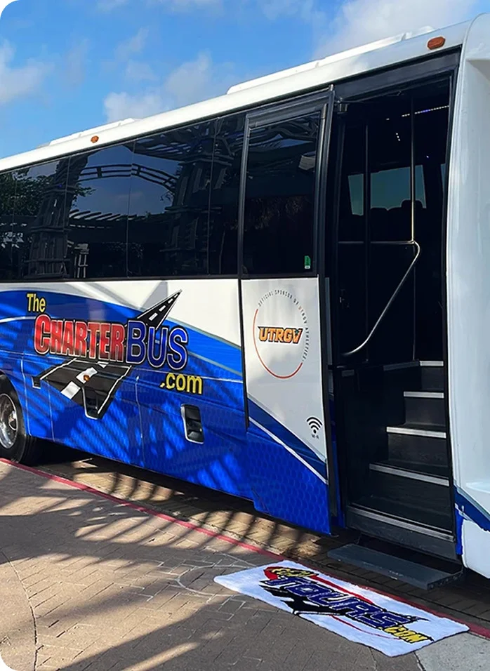 Charter bus for McAllen by RGVTours. Bus rental