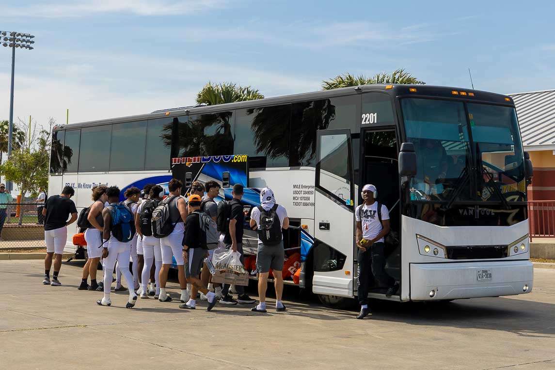 Charter bus school team traveling confortable
