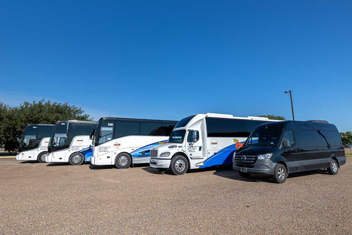 The Crater Bus flotilla vehicles